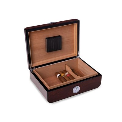 Bey-Berk Gerard Walnut Cigar Humidor, Brown Holds 40 Cigars, Hygrometer, Magnetic Closure, Travel Storage Case