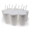 Rolling Sands 22oz Reusable Plastic Stadium White Cups with Lids, 10 Pack, USA Made; Plastic Tumblers and Lids, Includes 10 Reusable Straws; Top Shelf Dishwasher view 1