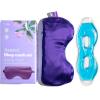 ASUTRA Silk Eye Pillow for Sleep, Purple - Filled w/Lavender Buds & Flax Seeds, Weighted Eye Mask, Meditation & Light Blocking Blindfold, Cooling Gel Mask Included view 1