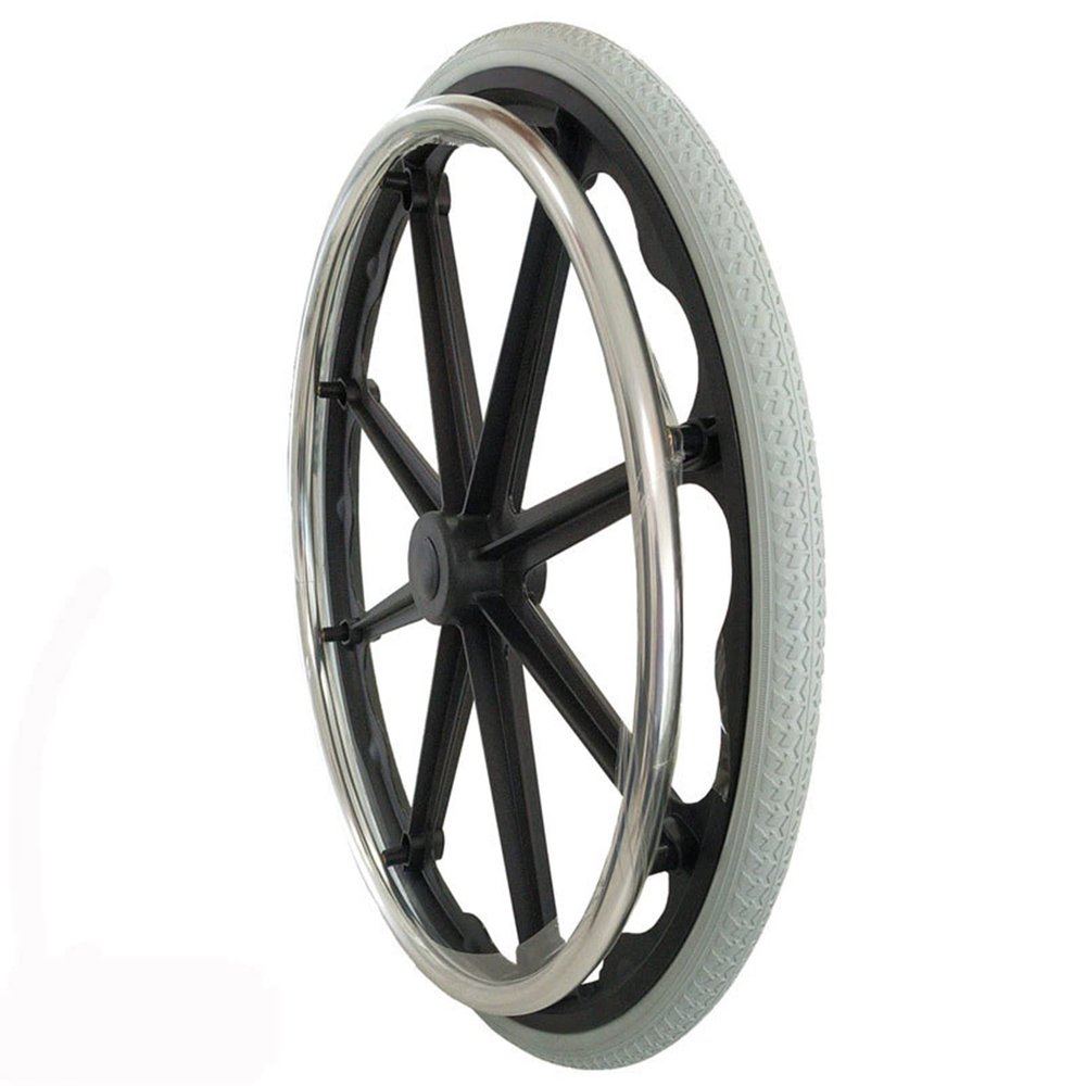 24x1 3/8, 24 inch Wheelchair Replacement Wheels, Wear-Resistant Aluminum Alloy Solid Wheelchair Rear Casters, Suitable for Manual Wheelchairs (Size : 61/24inch(1 Count))