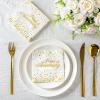 Spiareal 120 Pcs Wedding Anniversary Gold Paper Cocktail Napkins 2 Ply Disposable Beverage Dessert Napkins for Wedding Bridal Party(Happy Anniversary) view 2