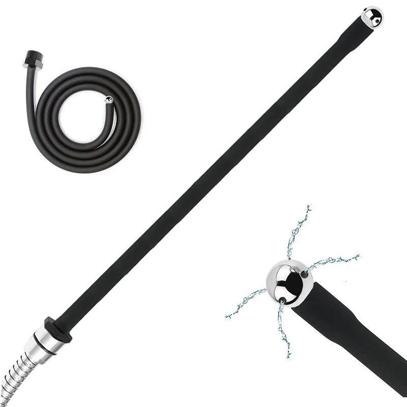 Silicone Nozzle Enema ASilicone Nozzle Enema Attachment Reusable Douche Black Hose Nozzle (59.05 in)