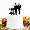 Grooms Cake Topper - Two Mens - Personalized Mr And Mr Wedding Cake Topper Wedding Engagement Party Decorations, Acrylic Black view 1