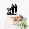 Grooms Cake Topper - Two Mens - Personalized Mr And Mr Wedding Cake Topper Wedding Engagement Party Decorations, Acrylic Black view 2