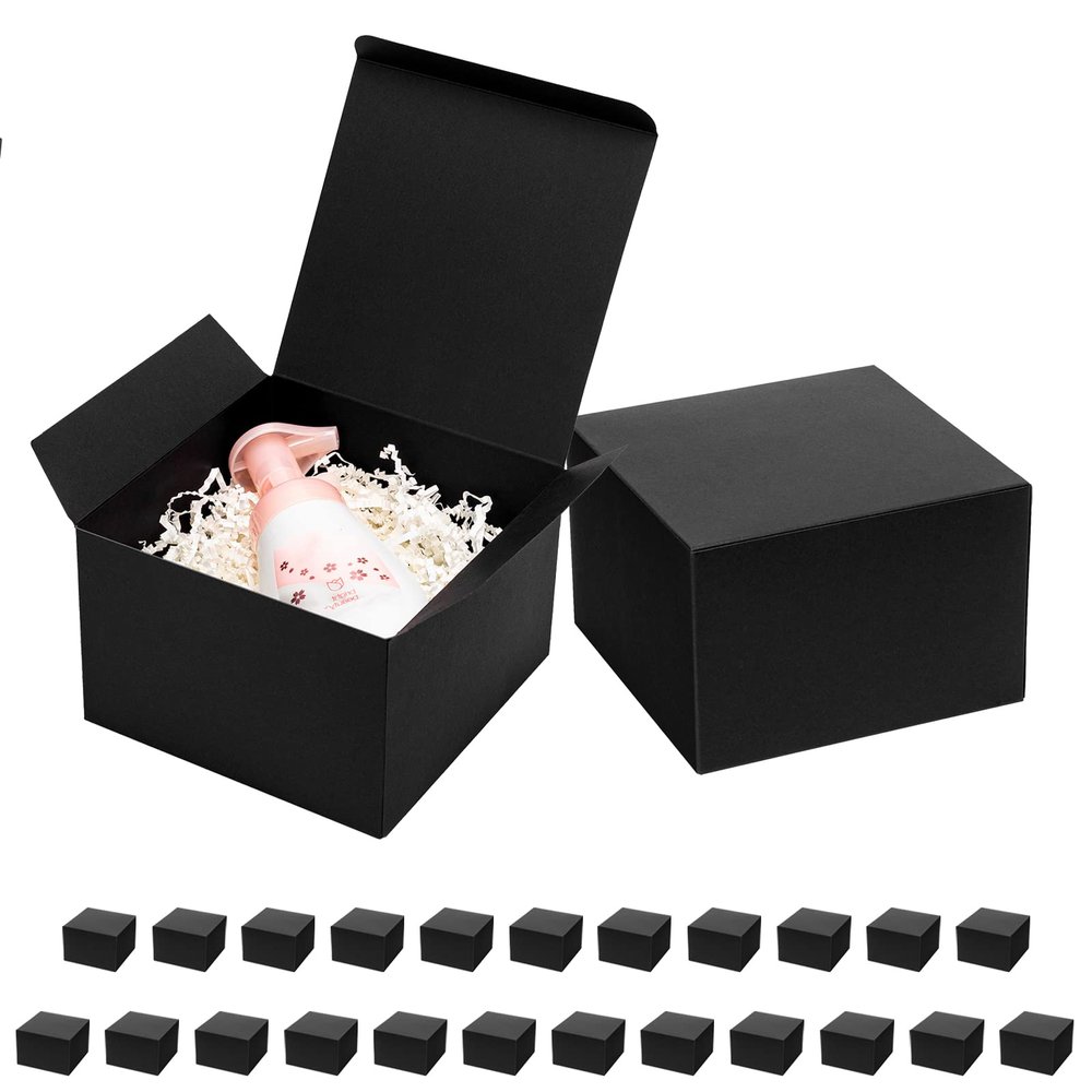Mcfleet Black Gift Boxes with Lids 6x6x4 Inches 25 Pack Groomsmen Proposal Cardboard Craft Gift Box for Christmas, Wedding, Graduation, Holiday, Birthday Presents Packaging