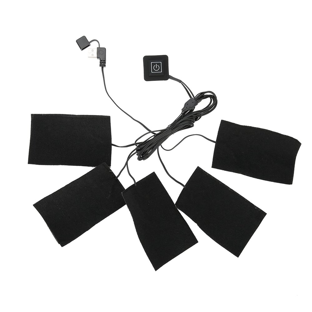 Electric Clothes Heating Pads, 5Pcs Portable USB Heater Pads Set, Adjustable Temperature Heating Pad for Clothes Seat Bed, Heating Pads 4.3 x 2.8inch for Back Waist