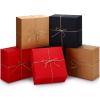 Spiareal 12 Pcs Christmas Boxes with Lids 8'' x 8''x 4'' Square Kraft Boxes with Twine for Xmas Gift Wrapping Holidays Wedding Birthday Party (Red, Black, Brown) view 1