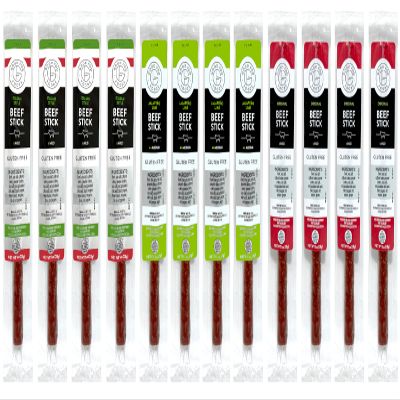 Good Fod Foods Meat Stick Variety Pack Low FODMAP Snacks for a Healthy Gut, Zero Sugar Jerky Sticks, Keto Friendly, Gluten-Free Beef Sticks 1 Ounce (12 Pack)