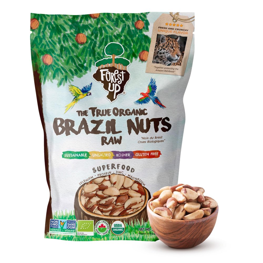 Snack The True Organic Brazil Nuts Medium Size 32 oz-2lbs Raw and Unsalted Kosher Healthy-Rich in Vegetable Protein Harvested in Amazon Rainforest Fresh, Vegan and Gluten Free Forest Up