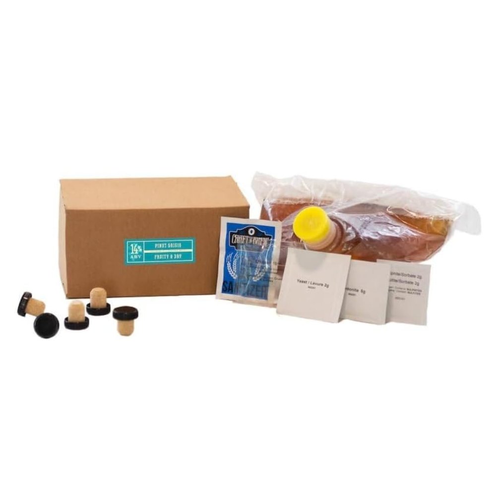 Craft A Brew - Pinot Grigio Wine Recipe Kit - 1 Gallon - Ingredients for Home Brewing Wine - Wine Making Ingredients and Supplies