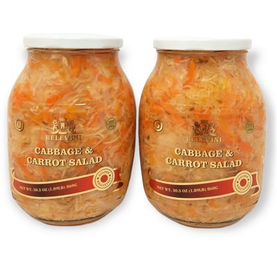 Belevini Cabbage and Carrot Salad 30.3 oz 860g, Vegan, Non-GMO, Gluten-Free and Kosher Pack of 2