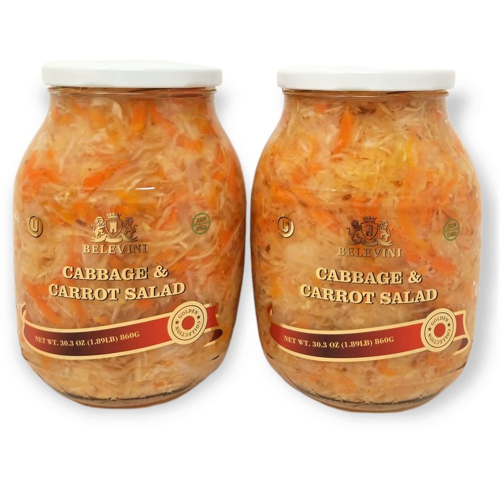 Belevini Cabbage and Carrot Salad 30.3 oz 860g, Vegan, Non-GMO, Gluten-Free and Kosher Pack of 2