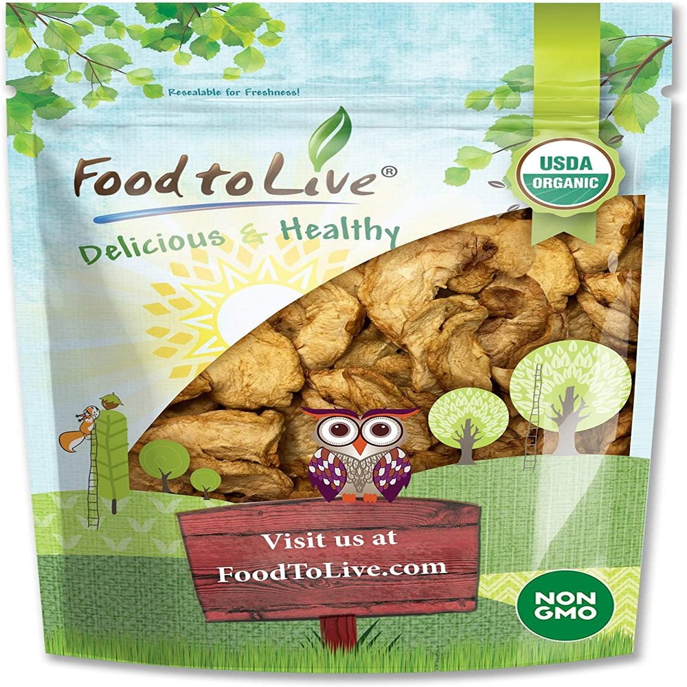 Food to Live Organic Dried Apple Rings, 8 Ounces  Non-GMO, Kosher, Raw, Vegan, Unsulfured, Sirtfood, Bulk