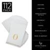 Luxe Party 112 Pack Monogram Napkins | Letter O Initial | Disposable | Premium Airlaid | Linen Feel | Decorative Table Setting | Guest Towel Napkin | White and Gold view 2
