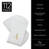 Luxe Party 112 Pack Monogram Napkins | Letter A Initial | Disposable | Premium Airlaid | Linen Feel | Decorative Table Setting | Guest Towel Napkin | White and Gold view 2
