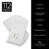Luxe Party 112 Pack Monogram Napkins | Letter G Initial | Disposable | Premium Airlaid | Linen Feel | Decorative Table Setting | Guest Towel Napkin | White and Gold view 2