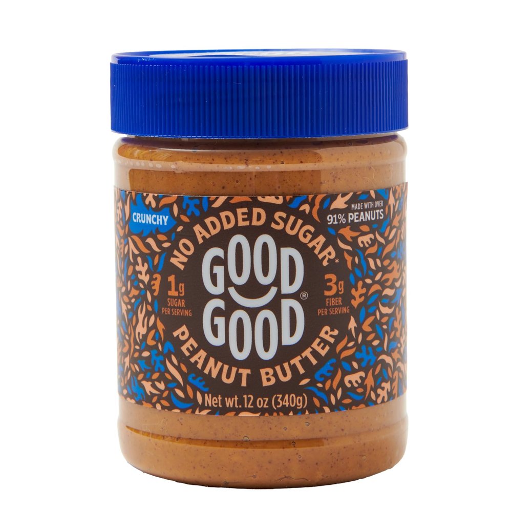 GOOD GOOD Crunchy Peanut Butter Keto Friendly - Low Carb & No Added Sugars - Vegan - No Preservatives - Non-GMO - 12 oz / 340g (Pack of 1)