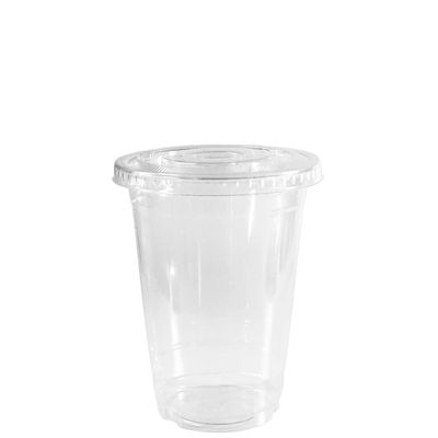 EcoQuality Clear Plastic Disposable Cups With Lids | 14 oz Cups, 400 Pack | Crystal Clear PET Cup | Cold Smoothie | Iced Coffee Go Cups | Ideal for Coffee, Parfait, Juice, Soda, Cocktail, Party Cups