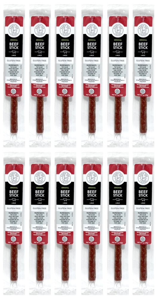 Good Fod Foods Original Meat Sticks Low FODMAP Snacks for a Healthy Gut, Zero Sugar Jerky Sticks, Keto Friendly, Gluten-Free Beef Sticks 1 Ounce (12 Pack)