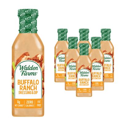 Walden Farms Buffalo Ranch Dressing & Dip Calorie-Free, Gluten-Free, Low Carb, Keto-Friendly, Sugar-Free, Fat-Free, Dairy-Free Spicy Buffalo Ranch Flavor 6-Pack, 12 oz Bottles