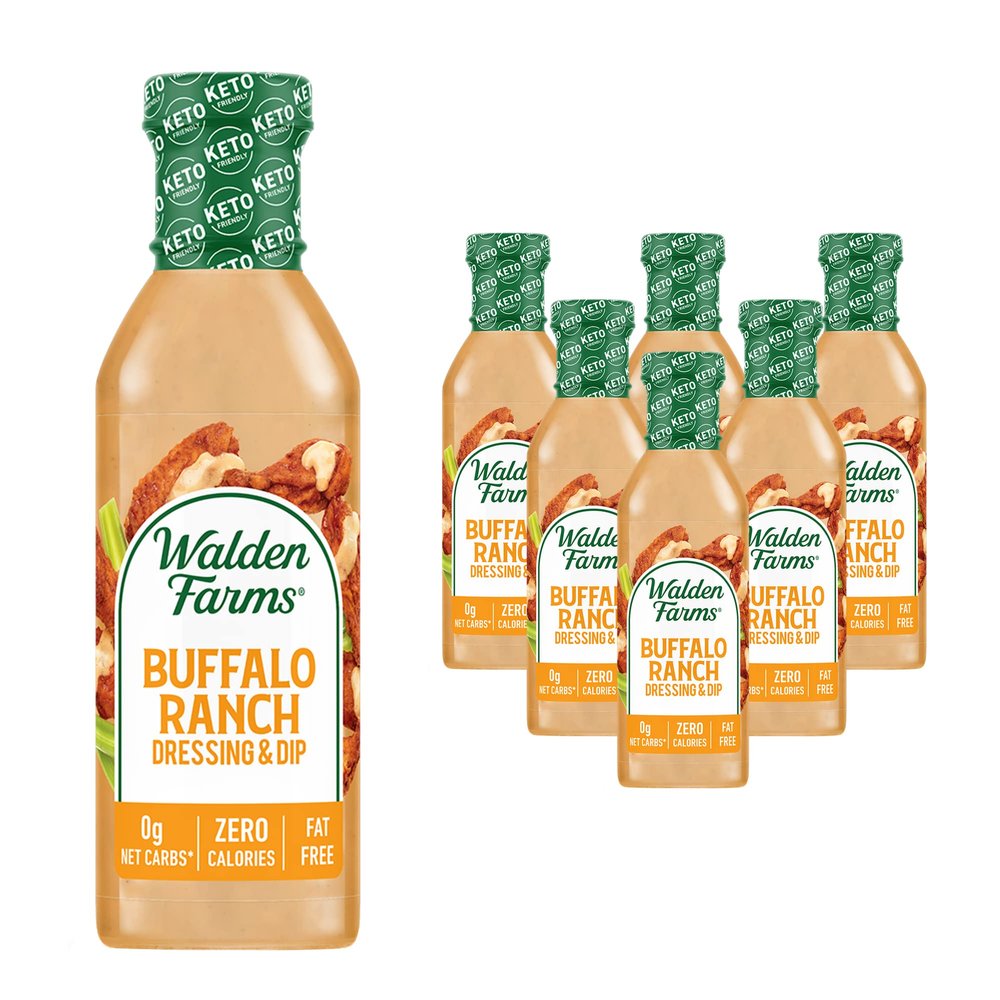 Walden Farms Buffalo Ranch Dressing & Dip Calorie-Free, Gluten-Free, Low Carb, Keto-Friendly, Sugar-Free, Fat-Free, Dairy-Free Spicy Buffalo Ranch Flavor 6-Pack, 12 oz Bottles