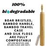 Gaia Guy Bamboo and Boar Bristle Toothbrush (4 Pack) + Travel Case & Silk Dental Floss | 100% Compostable Bristles and Floss | Eco-Friendly Dental Set | Biodegradable & Compostable Wooden Toothbrushes view 2