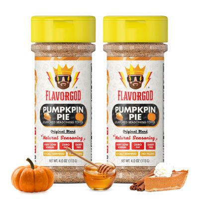 The Original Pumpkin Pie Spice Topper Seasoning Mix, 2 Bottles by Flavor God - Premium All Natural & Healthy Spice Blend for Donuts & Smoothies - Great Flavor Spices and Seasoning Gift
