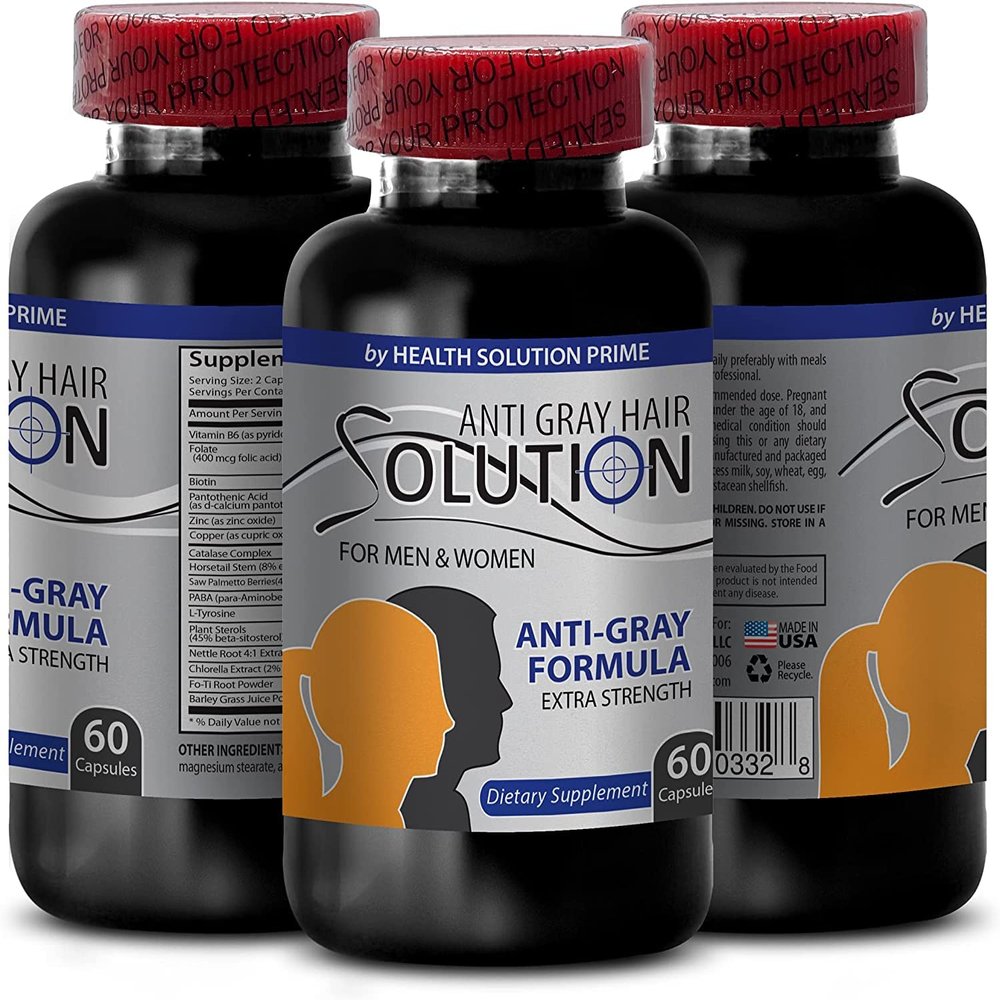 Gray Hair Reversal Pills - biotin Supplement - Anti Gray Hair Solution - Energy Vitamin, biotin Supplement, Hair Growth Products, Biotin for Gray Hair Prevention, Natural Hair Products, 1 Bot 60 Caps