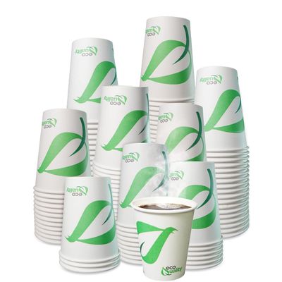 8 oz Compostable Paper Cups - Biodegradable Disposable White Paper Coffee Cups PLA Lined - Eco-friendly Hot and Cold Drinking Cups for Travel, Picnic, Party and Events (400)