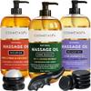Cosmetasa Massage Oil Spa Gift Set for Women  Relaxing Lavender, Warming Arnica & Nourishing Citrus & Coconut Oils  Includes Roller Ball, Thumb Saver & Hot Stones  Self Care Kit & Body Massage Oils view 1