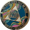 33 Year AA Medallion Elegant Marble Tahiti Teal Blue and Pink Gold Plated Chip view 3