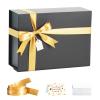 Black Gift Boxes with Lids, 9x7x4 Inches Small Gift Box with Ribbon, Collapsible Gift Boxes with Magnetic Closure for Birthday, Wedding, Bridesmaid Proposal Box Contains Gift Card Ribbon Tag view 1