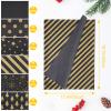 Blisstime 102 Sheets Tissue Paper Gift Wrap Bulk, 19.5" x 13.6" Christmas Tissue Paper for Wrapping, 6 Assorted Designs Golden Stars Snow Dots for Christmas Gift Bags, DIY and Craft (BlackGold) view 2