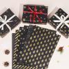 Blisstime 102 Sheets Tissue Paper Gift Wrap Bulk, 19.5" x 13.6" Christmas Tissue Paper for Wrapping, 6 Assorted Designs Golden Stars Snow Dots for Christmas Gift Bags, DIY and Craft (BlackGold) view 4