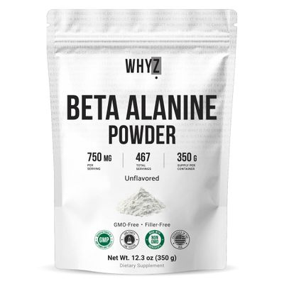 WHYZ Beta Alanine Powder 350g, Pure Beta Alanine Pre-Workout Supplement for Sustained Energy, BetaAlanine Pre Workout Powder for Men and Women, Alanine Supplement for Endurance, 467 Servings