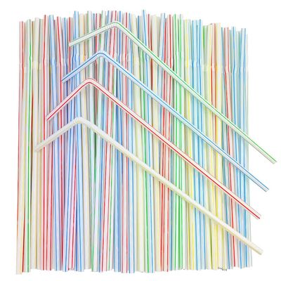 [Honest ECO ] 9.45inch Flexible Plastic Straws Extra Long Bendy Straws Prefer for Tall Glassees/Water Tumbler/Bottled Drinks/All Hot or Cold Low Viscosity Drinks (Stripe)