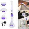 CINGK Electric Rotary Scrubber, Cordless Electric Rotary Scrubber, Electric Cleaning Brush, Bathroom Scrubber with 3 Replacement Brushes, Adjustable Extension Arm for Shower Tub Sink Tile Floor view 2