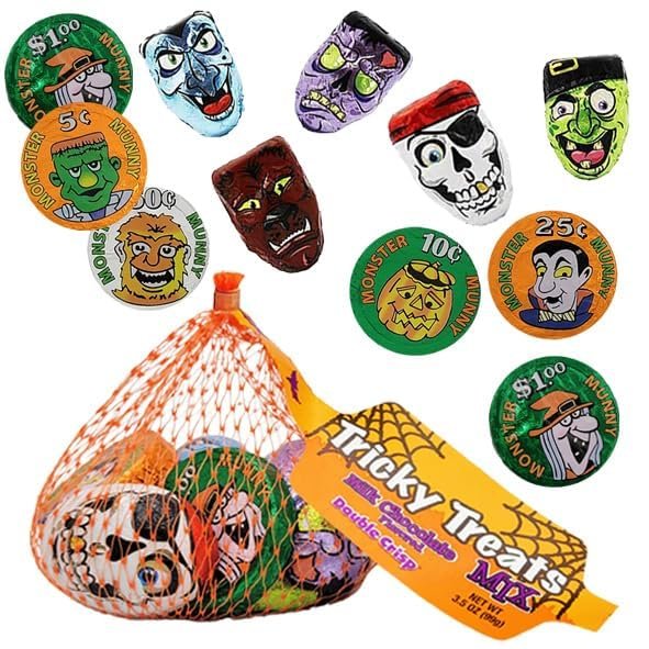 Fruidles 3 Trick or Treat Mesh Bag of Halloween Snacks, Individually Wrapped Candy for Parties, Festivals, and Haunted Houses