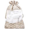 12-Pack X-Large Linen Burlap & Organza Gift Bags w. Drawstrings (7.5x11.5 in, Beige/Silver Polka) - Party Favors, Presents, Samples & Treats Mesh Pouch by The Display Guys view 2