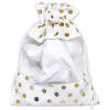 12-Pack Large Linen Burlap & Organza Gift Bags w. Drawstrings (6.5x8.5 in, White/Gold Polka) - Party Favors, Presents, Samples & Treats Mesh Pouch by The Display Guys view 2