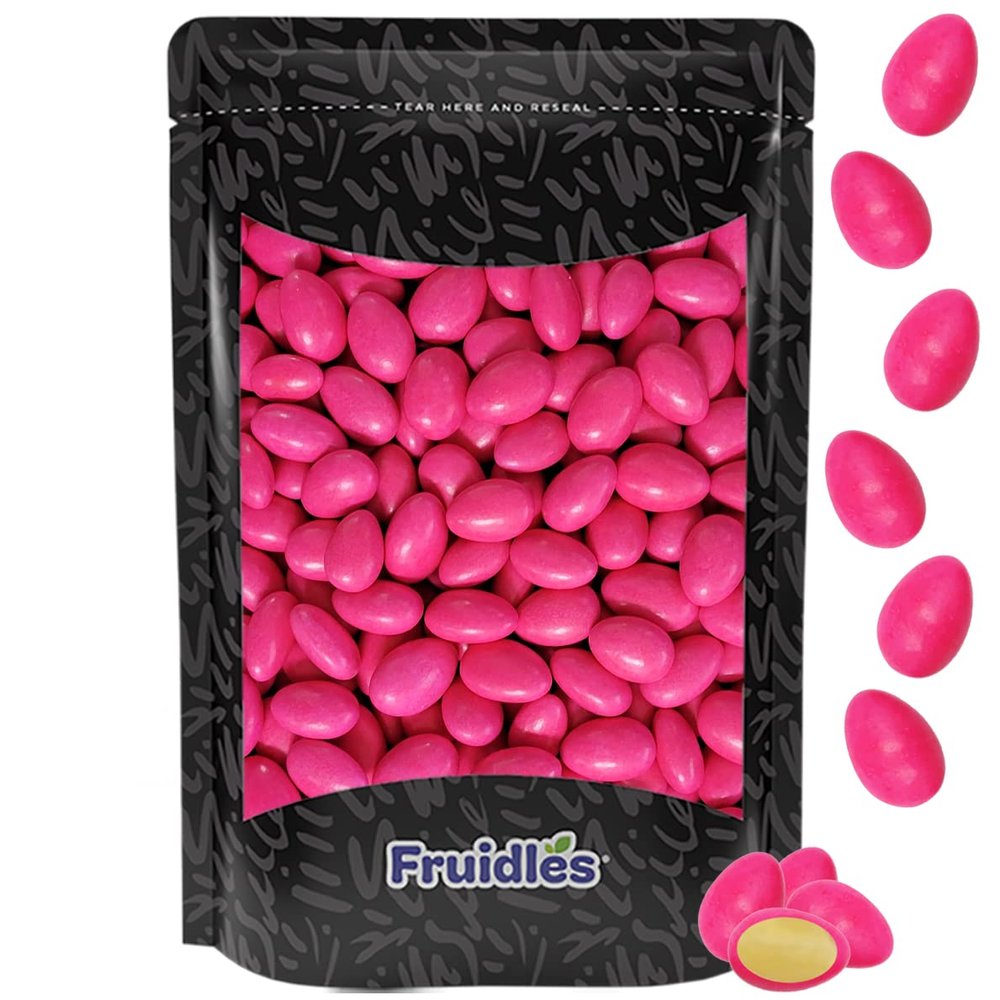 Fruidles Vibrant Jordan Candy Almonds with a Sweet Sugar Coating, Kosher Certified Parve (Half-Pound, Pink)