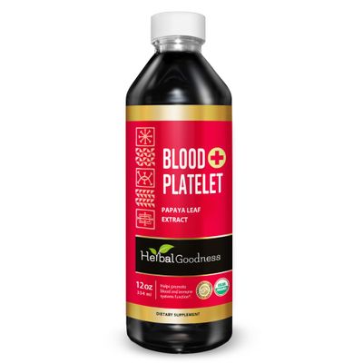 Herbal Goodness Papaya Leaf Blood Platelet Liquid Supplement 12oz - 20x Strength - Iron, Blood Platelet, Bone Marrow, Immune Support - Blood Cleanse Formula - Made in USA