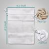 12-Pack Large Linen Burlap & Organza Gift Bags w. Drawstrings (6.5x8.5 in, White) - Party Favors, Presents, Samples & Treats Mesh Pouch by The Display Guys view 3