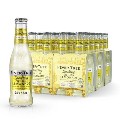 Fever-Tree Sparkling Sicilian Lemonade Premium Soda Mixer for Cocktails and Mocktails, 6.8 fl oz Bottles, Pack of 4 Naturally Sourced, Non-GMO