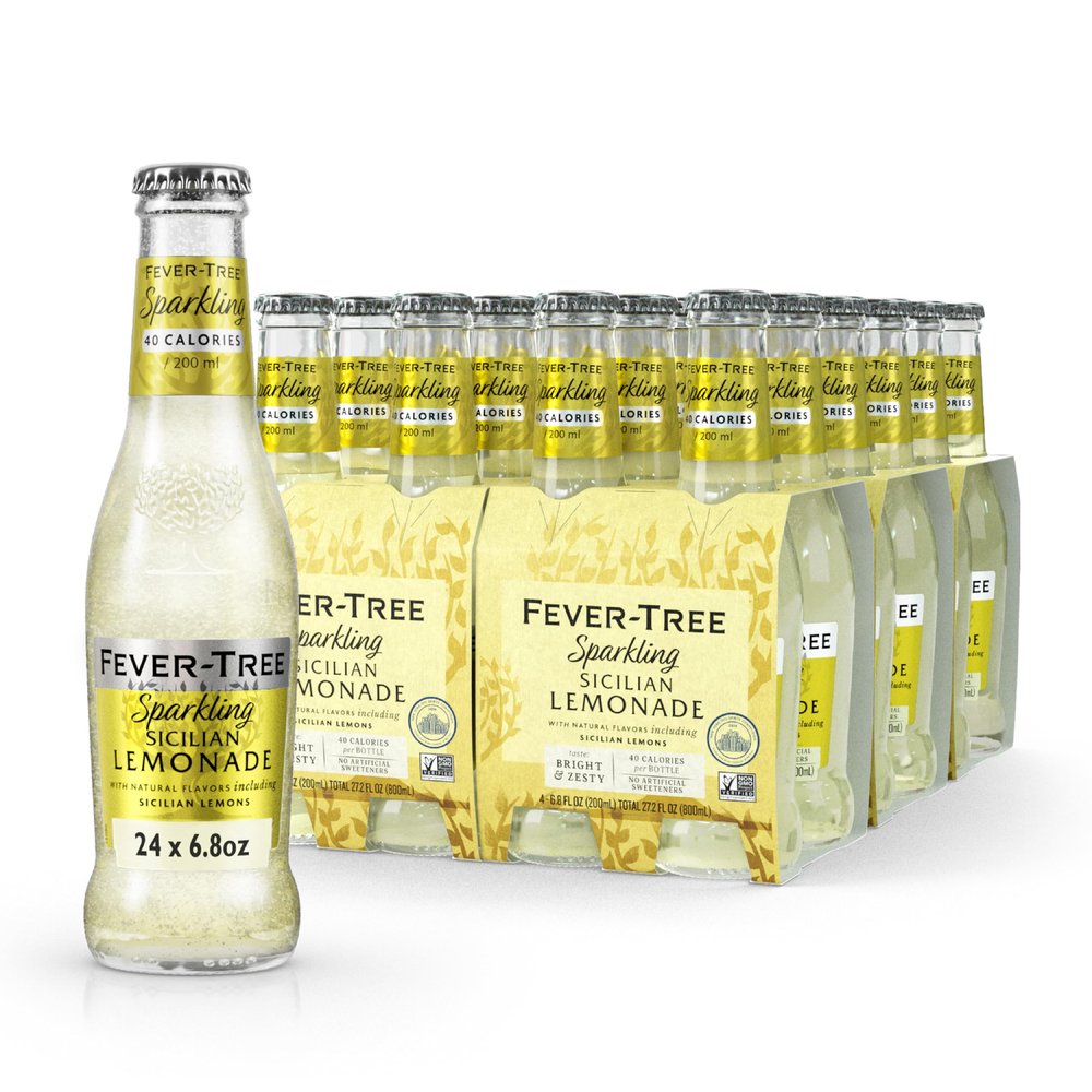 Fever-Tree Sparkling Sicilian Lemonade Premium Soda Mixer for Cocktails and Mocktails, 6.8 fl oz Bottles, Pack of 4 Naturally Sourced, Non-GMO