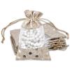 12-Pack Small Linen Burlap & Organza Gift Bags w. Drawstrings (3.5x5.5 in, Beige/Silver Polka) - Party Favors, Presents, Samples & Treats Mesh Pouch by The Display Guys view 1