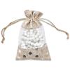 12-Pack Small Linen Burlap & Organza Gift Bags w. Drawstrings (3.5x5.5 in, Beige/Silver Polka) - Party Favors, Presents, Samples & Treats Mesh Pouch by The Display Guys view 2