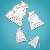12-Pack Medium Linen Burlap & Organza Gift Bags w. Drawstrings (5x7 in, White / Gold Polka) - Party Favors, Presents, Samples & Treats Mesh Pouch by The Display Guys view 4