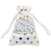 12-Pack Small Linen Burlap & Organza Gift Bags w. Drawstrings (3.5x5.5 in, White / Gold Polka) - Party Favors, Presents, Samples & Treats Mesh Pouch by The Display Guys view 2
