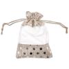 12-Pack Medium Linen Burlap & Organza Gift Bags w. Drawstrings (5x7 in, Beige / Silver Polka) - Party Favors, Presents, Samples & Treats Mesh Pouch by The Display Guys view 2